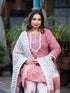 Women Plus Size Peach Pure Cotton Kurta Set With Dupatta